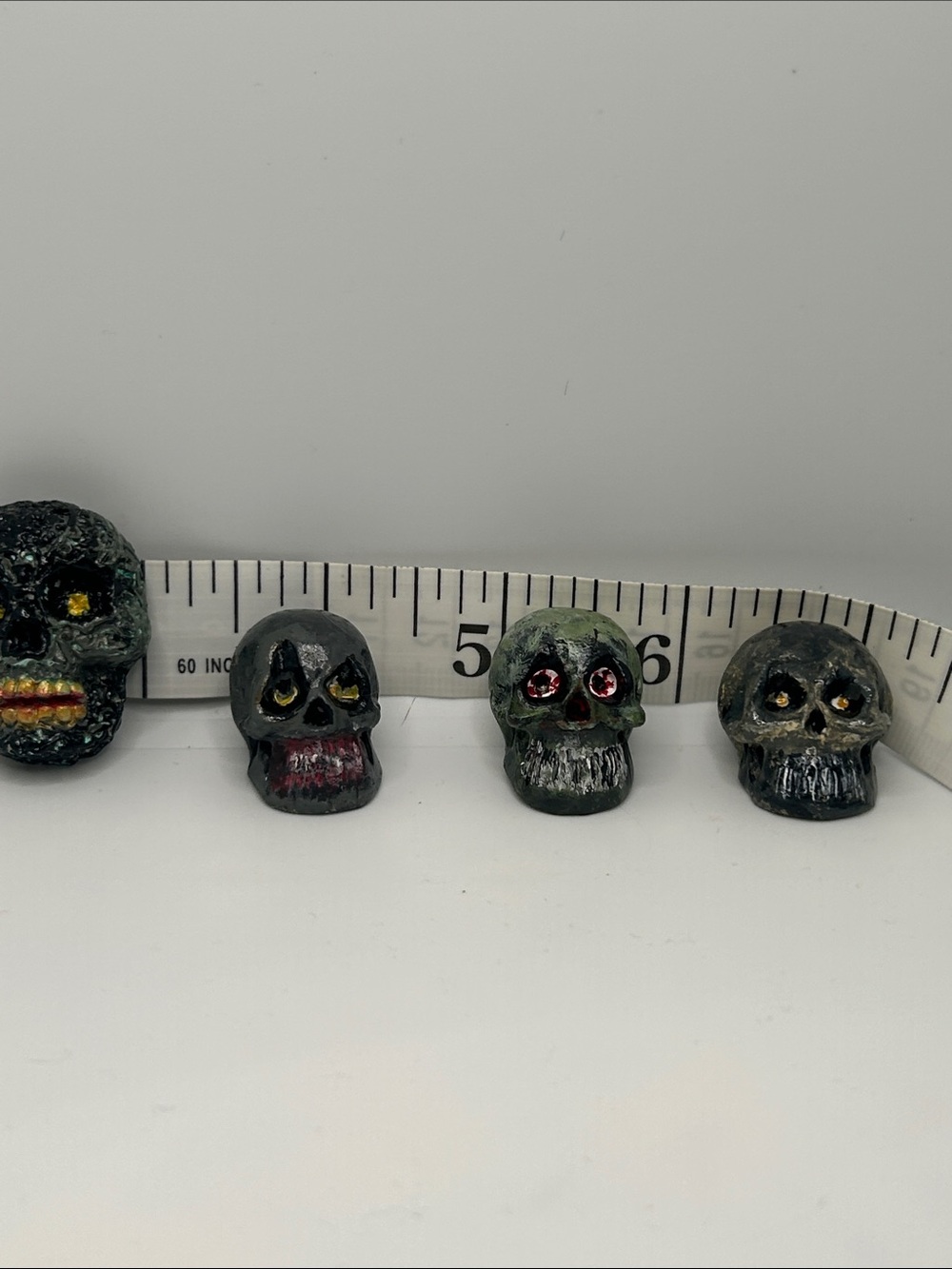 Hand-Painted Mini Skull Home Accent - Green and Black